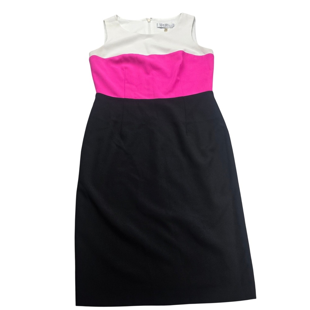 Kasper Colorblock Sheath Dress Women 4 Pink White Black‎ Excellent Sleeveless